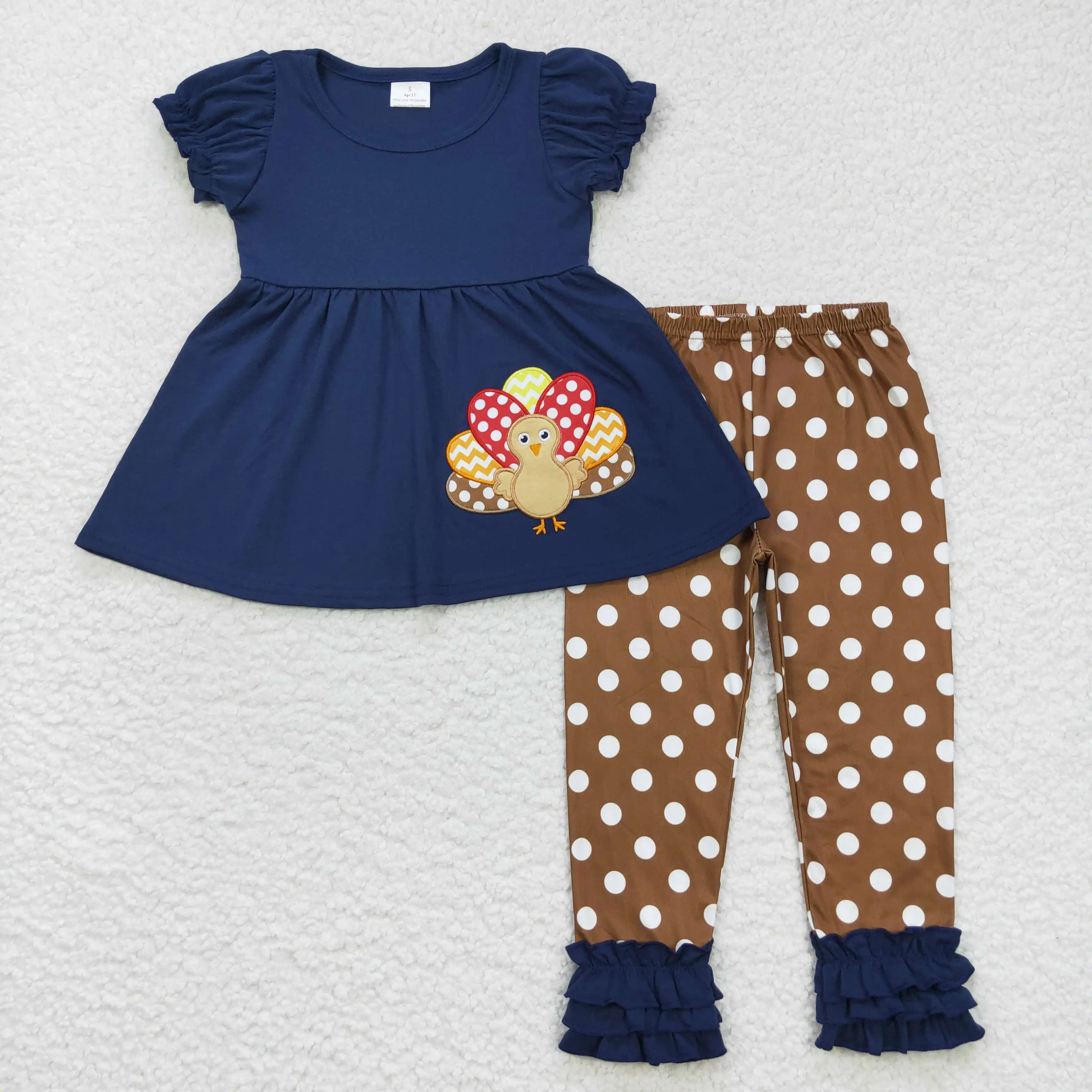 Wholesale children's design clothing for girls Thanksgiving pure cotton embroidered turkey boutique clothes short outfits
Wholesale children's design clothing for girls Thanksgiving pure cotton embroidered turkey boutique clothes short outfits