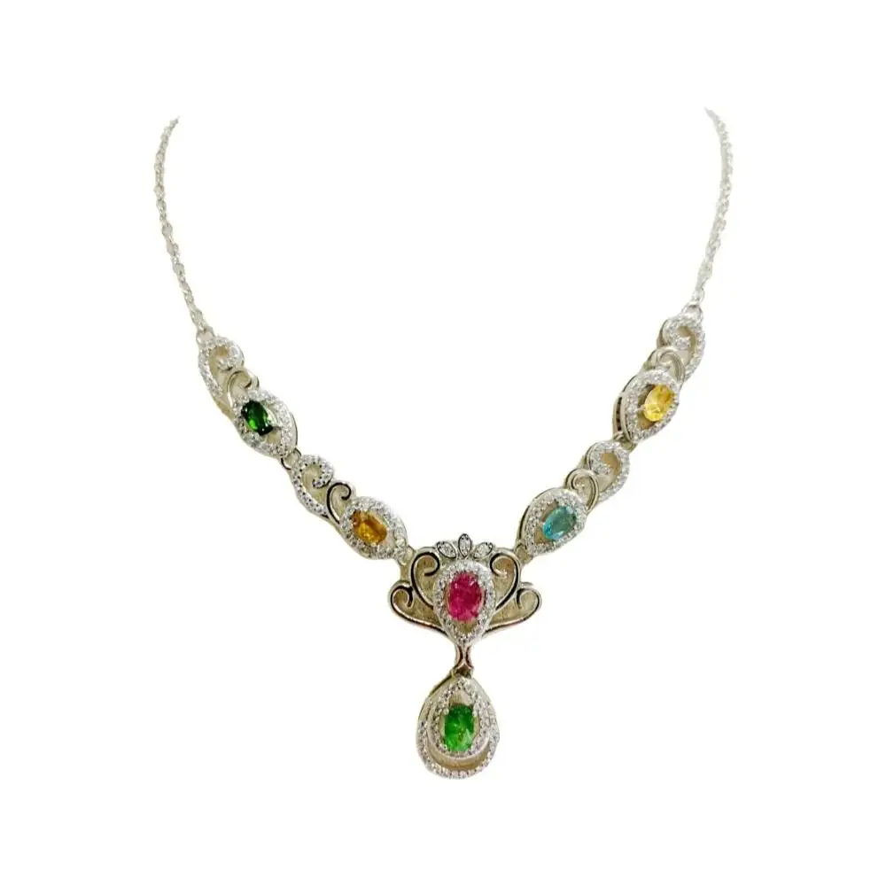 ZECAA 925 Sterling Silver Tourmaline Necklace Pendant 4*6mm Stone Woman Tourmaline Pendant Jewelry Fashion Lady Gift
ZECAA 925 Sterling Silver Tourmaline Necklace Pendant 4*6mm Stone Woman Tourmaline Pendant Jewelry Fashion Lady Gift