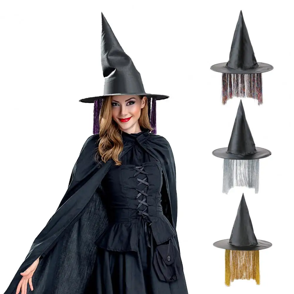 Cosplay Parties Witch Hat Mysterious Dark Witch Hat with Tassel Decoration for Women Oxford Cloth Cosplay Accessory for Parties
Cosplay Parties Witch Hat Mysterious Dark Witch Hat with Tassel Decoration for Women Oxford Cloth Cosplay Accessory for Parties