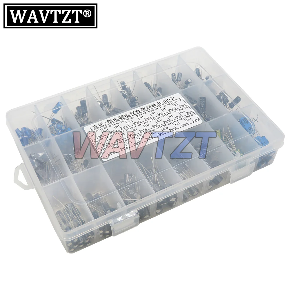 500PCS/LOT 24Values Aluminum Electrolytic Capacitors 0.1UF-1000UF 16-50V Mix Electrolytic Capacitor Assorted Kit And Storage Box
500PCS/LOT 24Values Aluminum Electrolytic Capacitors 0.1UF-1000UF 16-50V Mix Electrolytic Capacitor Assorted Kit And Storage Box