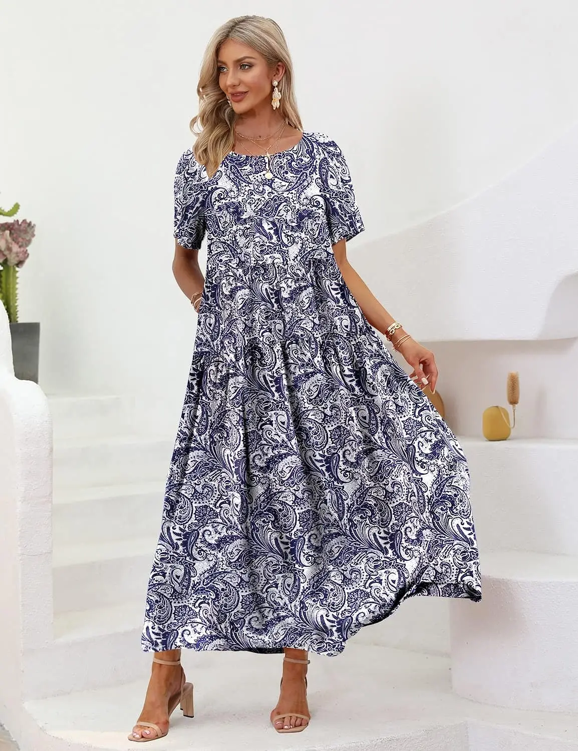Women Dresses Casual Loose Bohemian Floral Dresses with Pockets Short Sleeve Summer Beach Swing Maternity Dress 2023 Plus Size
Women Dresses Casual Loose Bohemian Floral Dresses with Pockets Short Sleeve Summer Beach Swing Maternity Dress 2023 Plus Size