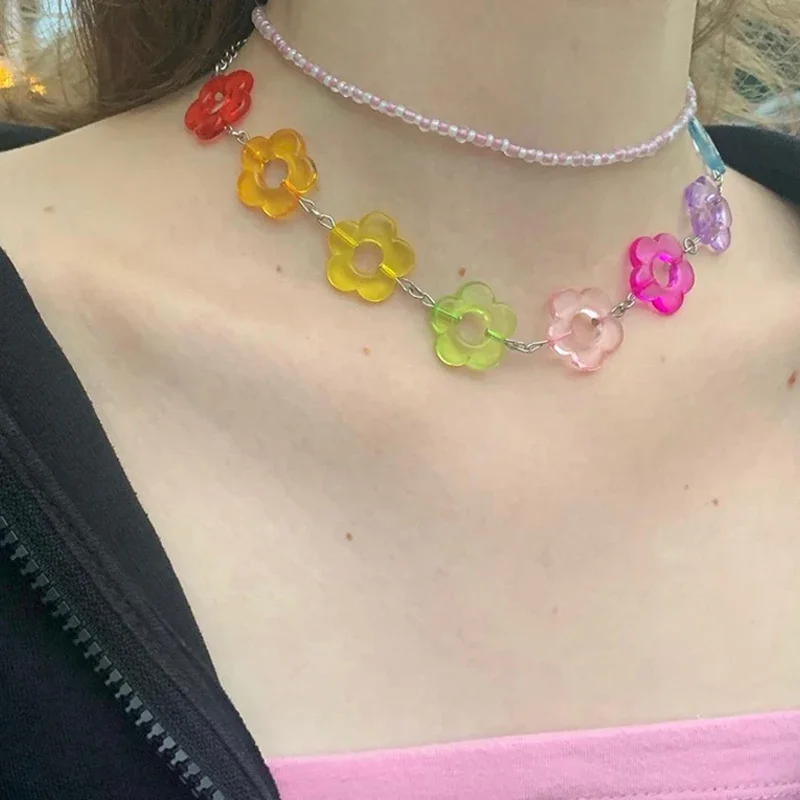Egirl ювелирные изделия радужной смолы цветок чокер Harajuku 2000s модное ожерелье для женщин Y2K аксессуары Kawaii Вечерние
Egirl ювелирные изделия радужной смолы цветок чокер Harajuku 2000s модное ожерелье для женщин Y2K аксессуары Kawaii Вечерние