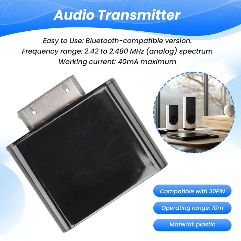 30-контактный Bluetooth-аудиопередатчик для Ipod Classic, Ipod Nano Touch, беспроводной стереоаудиоадаптер, Bluetooth-адаптер, прочный, черный
30-контактный Bluetooth-аудиопередатчик для Ipod Classic, Ipod Nano Touch, беспроводной стереоаудиоадаптер, Bluetooth-адаптер, прочный, черный