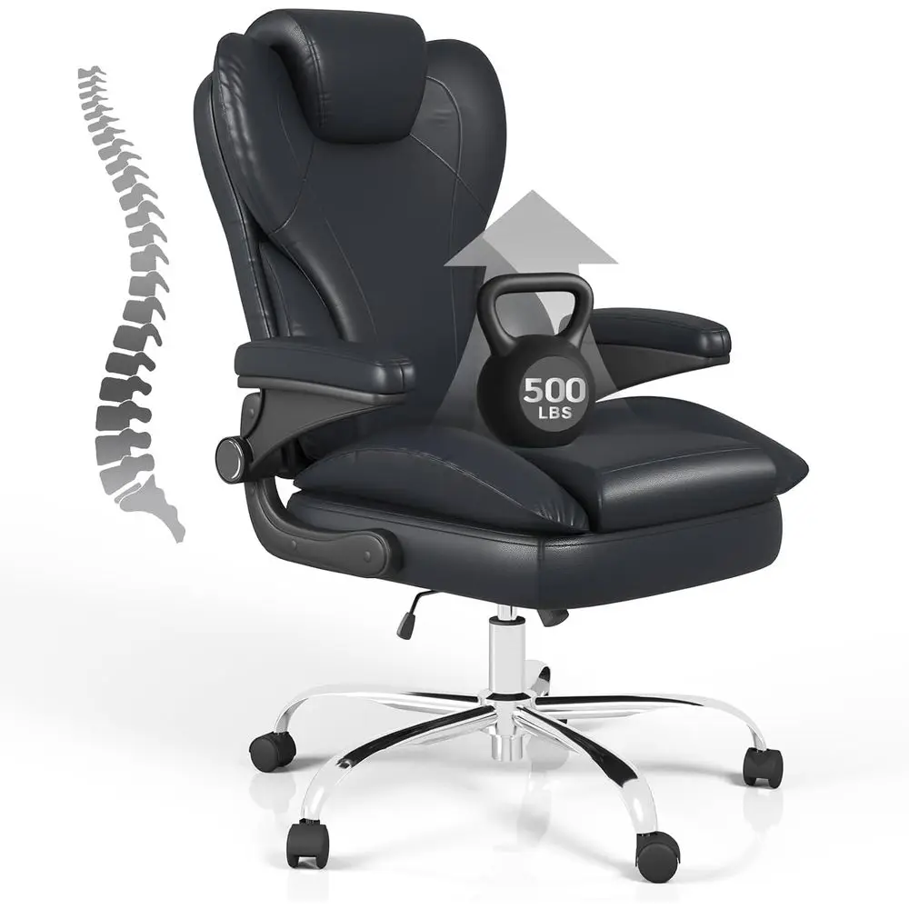 Ergonomic High-Back Leather Desk Chair with Padded Armrests, Rocking Feature, and 360° Swivel for Big and Tall Users, Black
Ergonomic High-Back Leather Desk Chair with Padded Armrests, Rocking Feature, and 360° Swivel for Big and Tall Users, Black