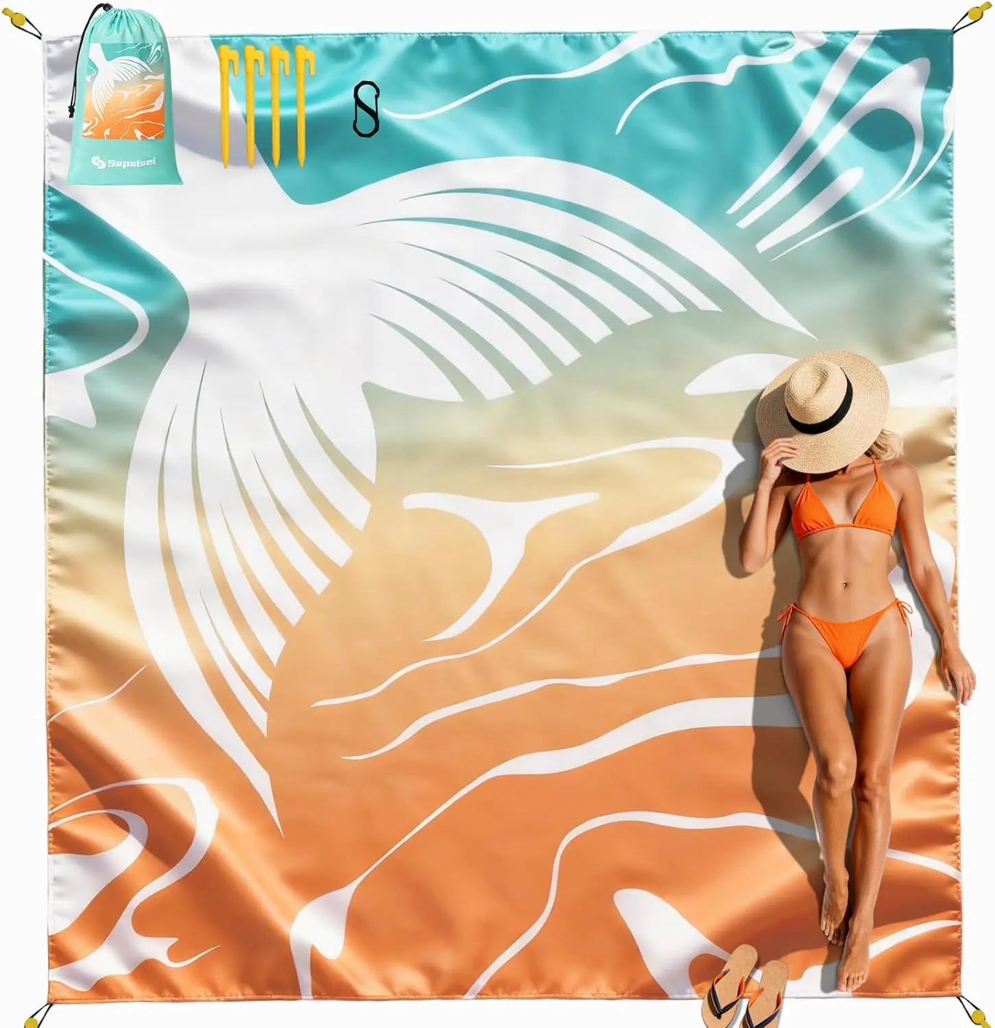 Waterproof Sandproof Beach Blanket, Extra Large 79x83 in Picnic Mat with 4 Stakes for Outdoor Camping
Waterproof Sandproof Beach Blanket, Extra Large 79x83 in Picnic Mat with 4 Stakes for Outdoor Camping
