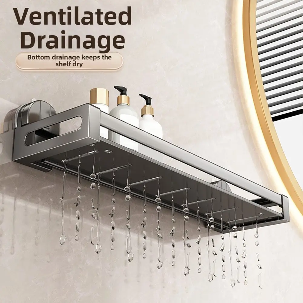 Waterproof Wall-Mounted Shower Shelf With Removable Suction Cup, Drainage Holes With Rod And Hook Design Bathroom Storage Rack
Waterproof Wall-Mounted Shower Shelf With Removable Suction Cup, Drainage Holes With Rod And Hook Design Bathroom Storage Rack