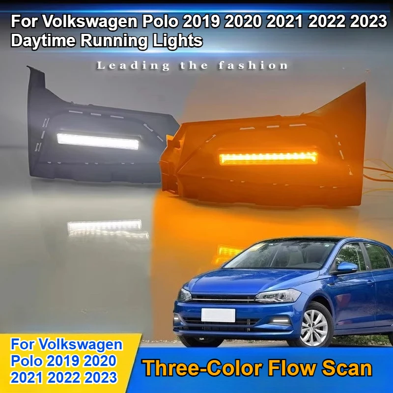 Для Volkswagen Polo 2019 2020 2021 2022 2023 светодиодные дневные ходовые огни с декоративными противотуманными огнями на переднем бампере 
Для Volkswagen Polo 2019 2020 2021 2022 2023 светодиодные дневные ходовые огни с декоративными противотуманными огнями на переднем бампере