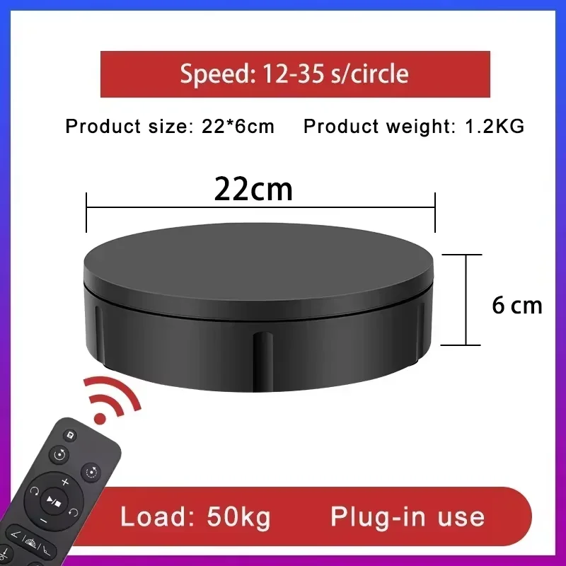 22CM Motorized Rotating Display Stand 360° Electric Turntable, Load for Display Heavy Duty Product,Black
22CM Motorized Rotating Display Stand 360° Electric Turntable, Load for Display Heavy Duty Product,Black