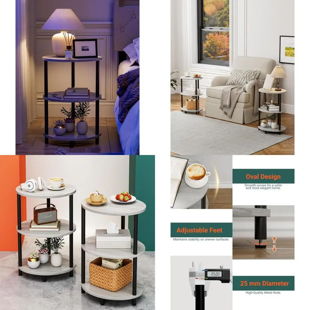 3-Tier Oval Accent Table Set, Rustic Wood and Metal, Ideal for Small Spaces, Living Room or Bedroom
3-Tier Oval Accent Table Set, Rustic Wood and Metal, Ideal for Small Spaces, Living Room or Bedroom