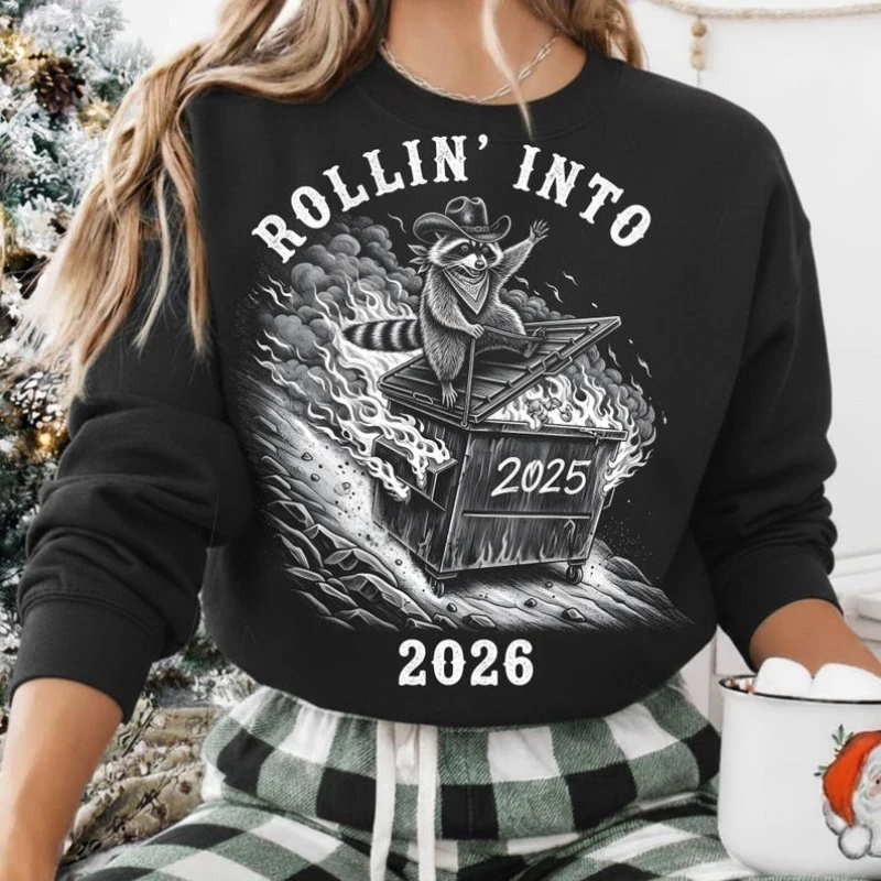 Rollin Into Funny Sublimation Design Raccoon Dumpster Fire Vintage Charcoal Art Sarcastic Cowboy Snarky New Year Sweatshirt
Rollin Into Funny Sublimation Design Raccoon Dumpster Fire Vintage Charcoal Art Sarcastic Cowboy Snarky New Year Sweatshirt