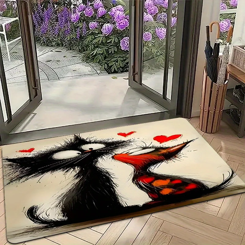 1pc Whimsical Black and Red Cat Love Door Mat - Cartoonish Cat Design, for Indoor/Outdoor Use in Entryway, Kitchen, Bathroom
1pc Whimsical Black and Red Cat Love Door Mat - Cartoonish Cat Design, for Indoor/Outdoor Use in Entryway, Kitchen, Bathroom