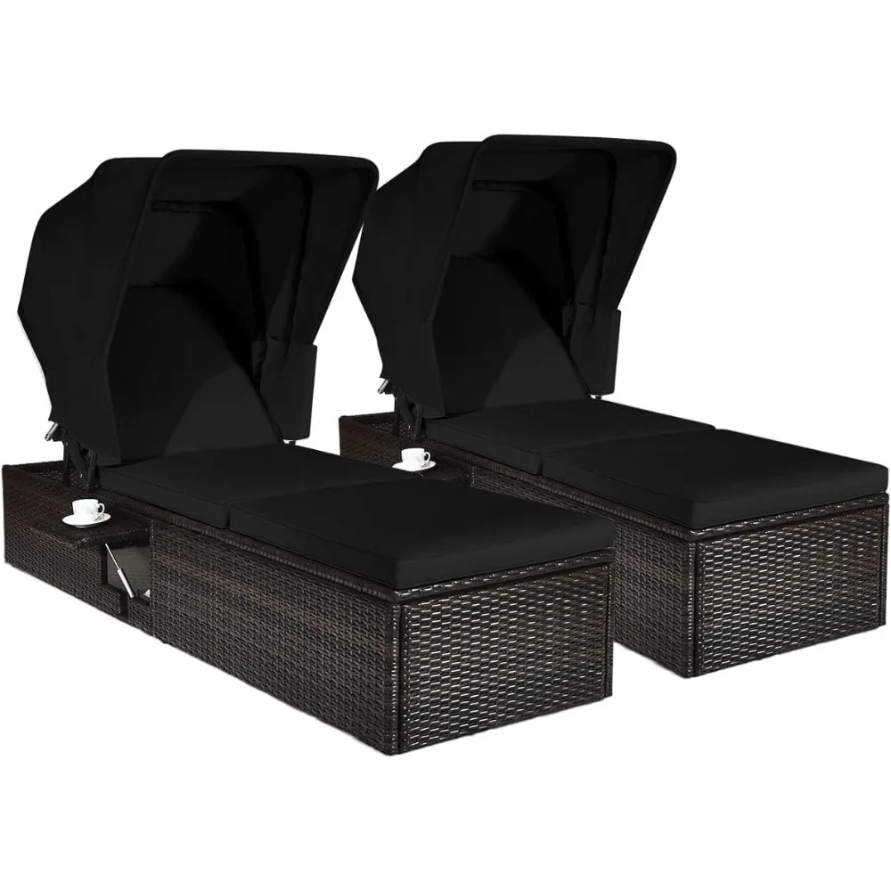 2 Pieces Patio Lounge with Canopy Outdoor Reclining Chair with Adjustable Backrest Rattan Wicker Lounge Daybed with Coffee Tabl
2 Pieces Patio Lounge with Canopy Outdoor Reclining Chair with Adjustable Backrest Rattan Wicker Lounge Daybed with Coffee Tabl