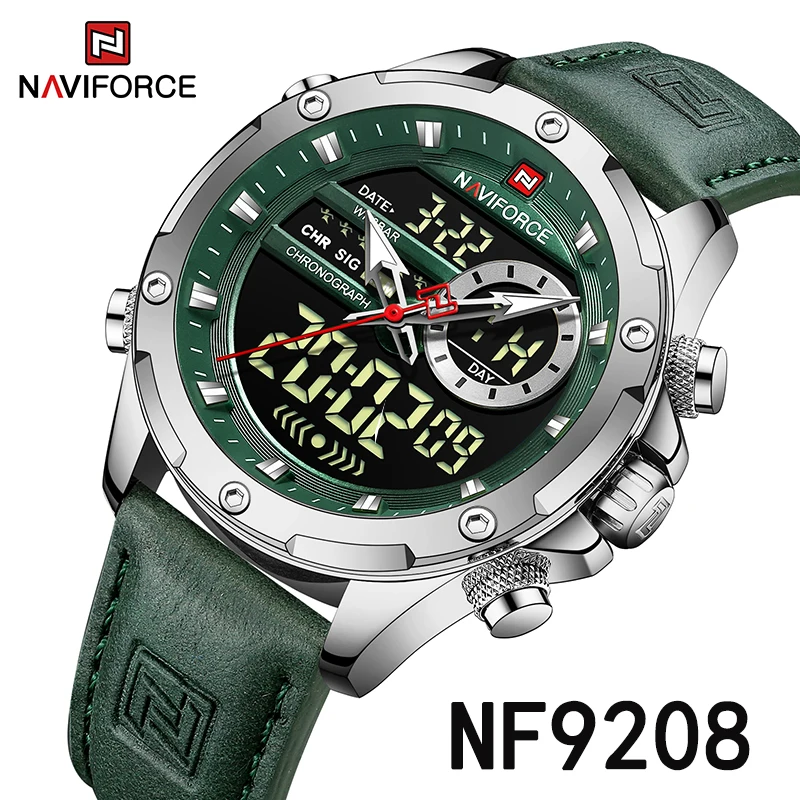 Мужские часы NAVIFORCE NF9208: Оригинальные кварцевые спортивные водонепроницаемые часы с кожаным ремешком и LED-дисплеем
Мужские часы NAVIFORCE NF9208: Оригинальные кварцевые спортивные водонепроницаемые часы с кожаным ремешком и LED-дисплеем
