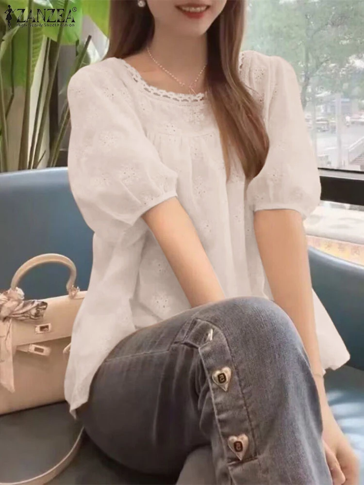 ZANZEA Holiday Summer Tops Tunics Women Solid Color Blouse Fashion Lace Stitching Blusas Casual Loose Square Collar Cotton Tops
ZANZEA Holiday Summer Tops Tunics Women Solid Color Blouse Fashion Lace Stitching Blusas Casual Loose Square Collar Cotton Tops