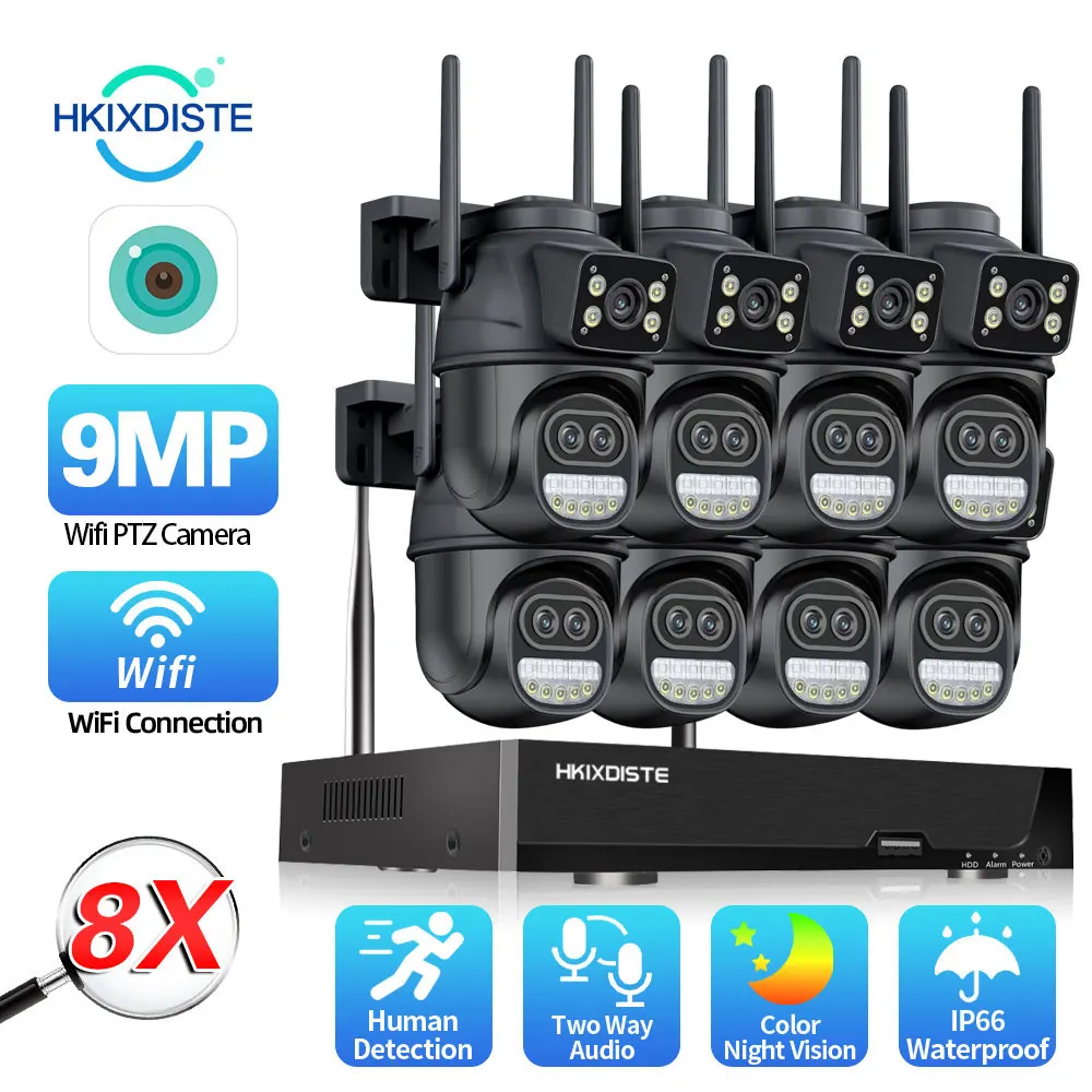 9MP Wireless CCTV System 2 Way Audio Waterproof PTZ WIFI IP Security 8X Zoom Camera 8CH 5MP WiFi NVR Video Surveillance Kit 4CH
9MP Wireless CCTV System 2 Way Audio Waterproof PTZ WIFI IP Security 8X Zoom Camera 8CH 5MP WiFi NVR Video Surveillance Kit 4CH