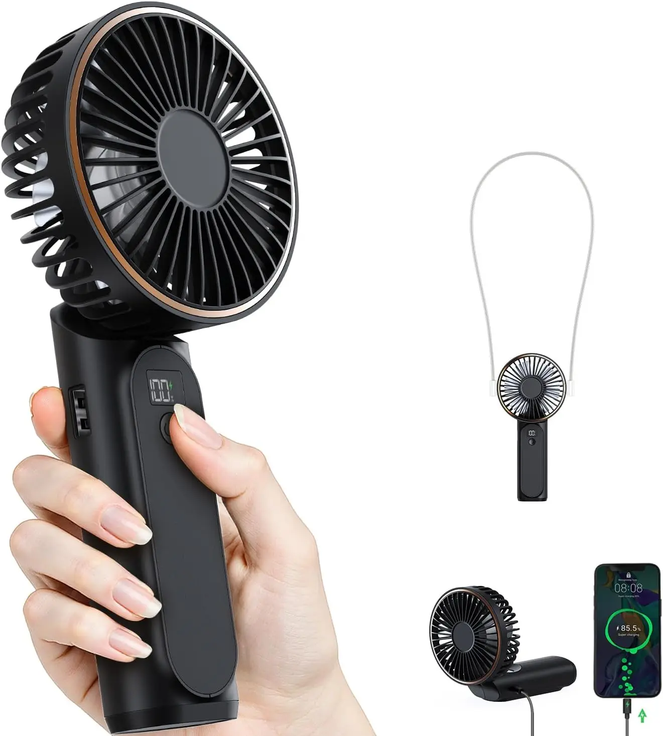 4000mAh Portable Handheld Fan, 6 Speeds, 180° Foldable, USB Rechargeable, Power Bank, Quiet Personal Fan
4000mAh Portable Handheld Fan, 6 Speeds, 180° Foldable, USB Rechargeable, Power Bank, Quiet Personal Fan