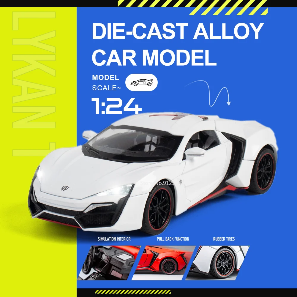 1:24 Scale Lykan Hellcat Car Model Toy Doors Opened Pull Back Models Alloy Diecast Rubber Tires Vehicle for Lover Festival Gifts
1:24 Scale Lykan Hellcat Car Model Toy Doors Opened Pull Back Models Alloy Diecast Rubber Tires Vehicle for Lover Festival Gifts