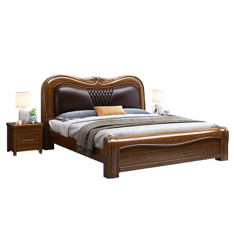 New Chinese walnut solid wood bed modern simple soft bag big bed small apartment master bedroom double
New Chinese walnut solid wood bed modern simple soft bag big bed small apartment master bedroom double
