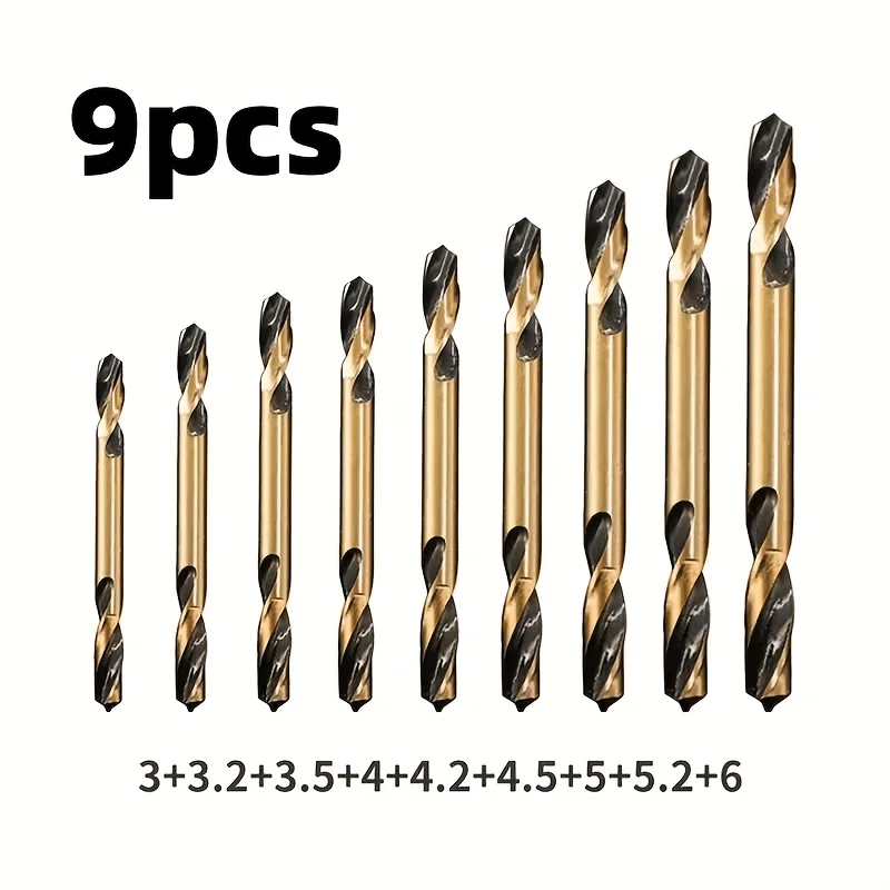 Double Ended HSS Drill Bits 9 Sizes 3mm-6mm Spiral Chip Groove Twist Bits for Metal Stainless Steel Wood Drilling Tools
Double Ended HSS Drill Bits 9 Sizes 3mm-6mm Spiral Chip Groove Twist Bits for Metal Stainless Steel Wood Drilling Tools