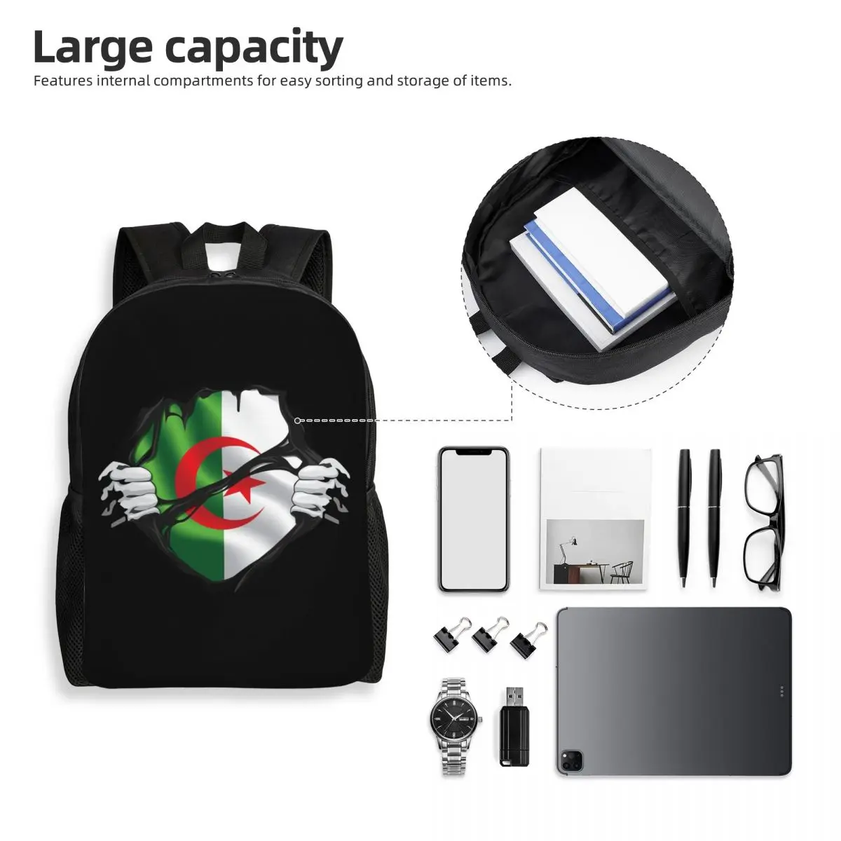Algerian Pure Blood Flag Black Backpack Student Boys Girls BookBag School Bag Computer Shoulder Bags
Algerian Pure Blood Flag Black Backpack Student Boys Girls BookBag School Bag Computer Shoulder Bags