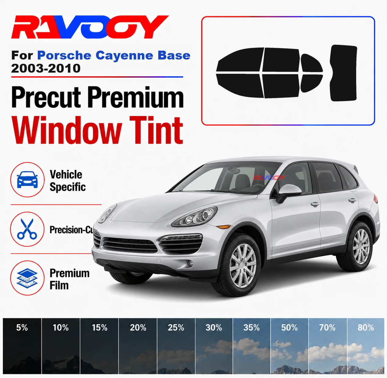 Premium Precut Window Tint Kit Front Rear Windows Rear Windshield For Porsche Cayenne Base 2003-2010 Car Solar Nano Ceramic Film
Premium Precut Window Tint Kit Front Rear Windows Rear Windshield For Porsche Cayenne Base 2003-2010 Car Solar Nano Ceramic Film