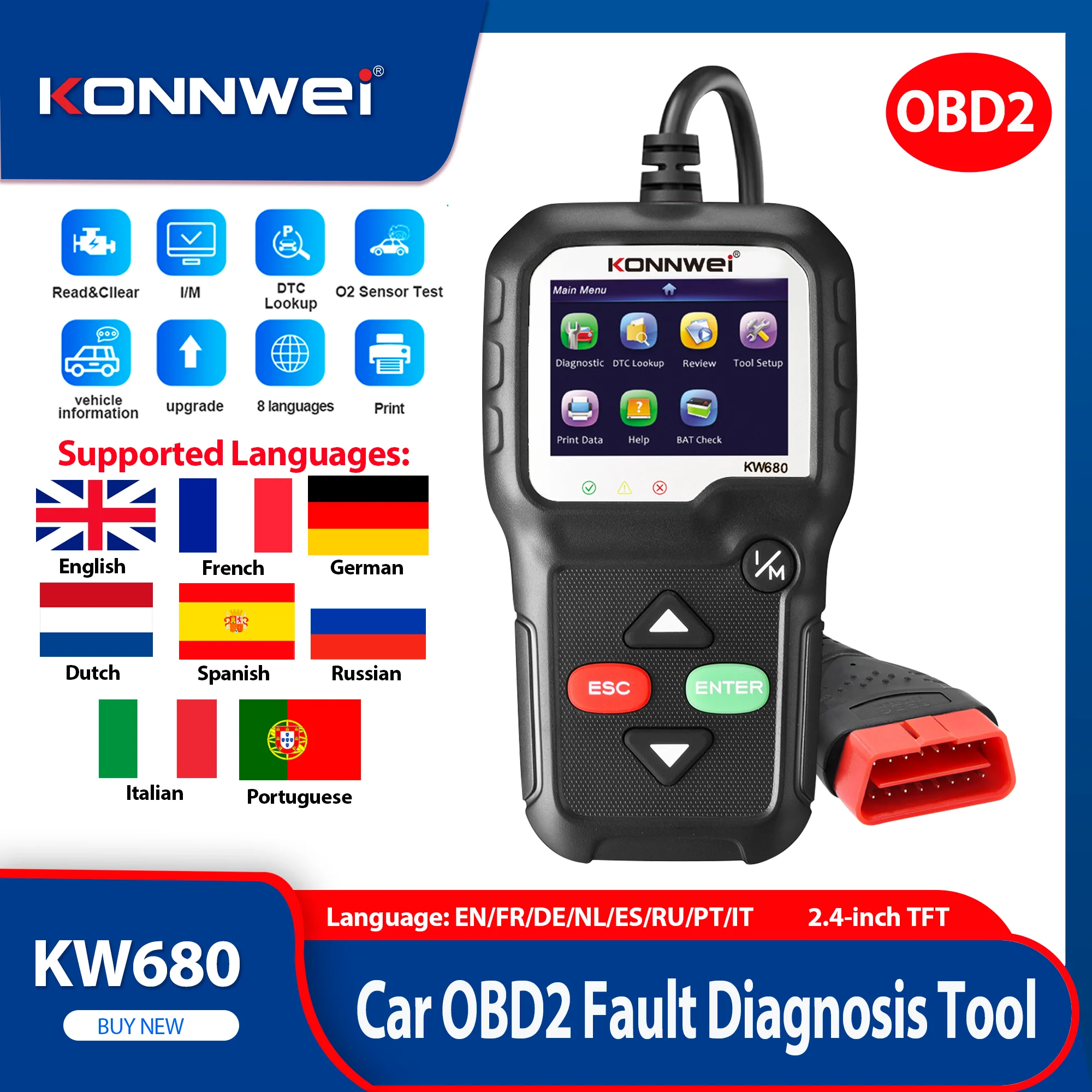 2026 KONNWEI KW680 Профессиональный автомобильный диагностический сканер OBD2, инструмент для диагностики автомобиля, считыватель кодов неисправностей, аналог ELM327
2026 KONNWEI KW680 Профессиональный автомобильный диагностический сканер OBD2, инструмент для диагностики автомобиля, считыватель кодов неисправностей, аналог ELM327