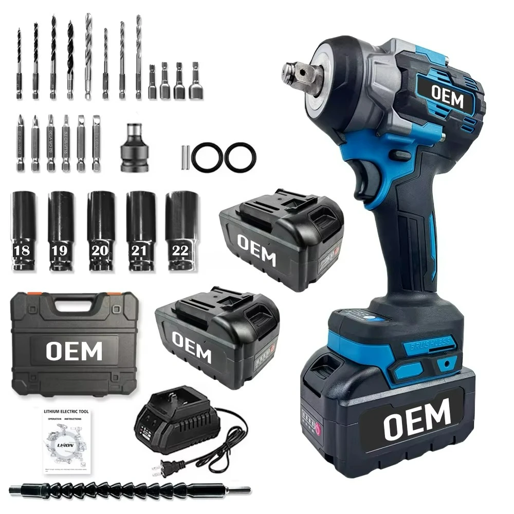 Portable 500N 24V High Torque Brushless Lithium Ion Battery Power Impact Wrench 2400W 1/2 Inch Drive Cordless
Portable 500N 24V High Torque Brushless Lithium Ion Battery Power Impact Wrench 2400W 1/2 Inch Drive Cordless