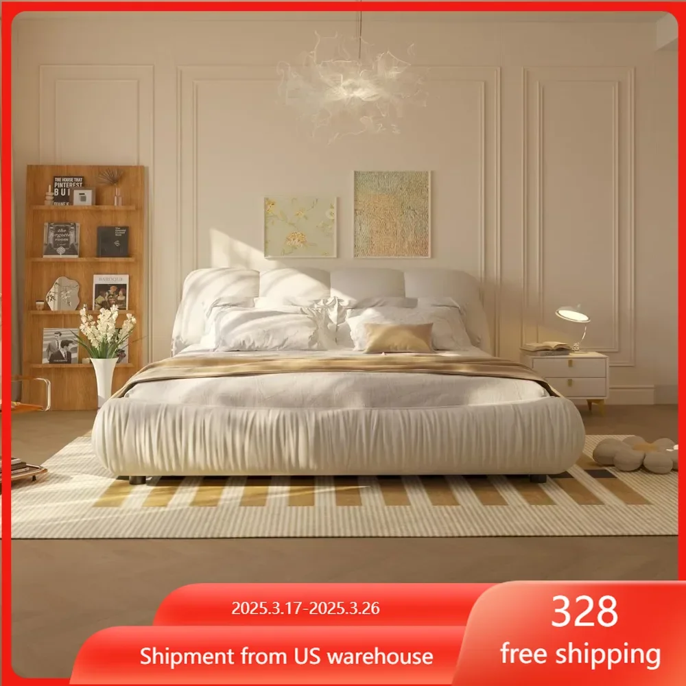 Luxury Upholstered Platform Bed with Oversized Padded Backrest, Soft Frame Cloud Bed,Pinewooden Slats and Metal Leg
Luxury Upholstered Platform Bed with Oversized Padded Backrest, Soft Frame Cloud Bed,Pinewooden Slats and Metal Leg