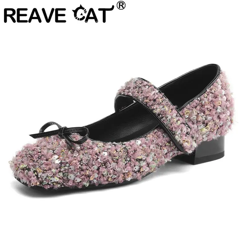 REAVE CAT Black Women Flats Square Toe Hook&Loop Bowknot Mixed Color Shiny Female Sweet Soft Mary Jane Shoes Large Size 40 41 42
REAVE CAT Black Women Flats Square Toe Hook&Loop Bowknot Mixed Color Shiny Female Sweet Soft Mary Jane Shoes Large Size 40 41 42