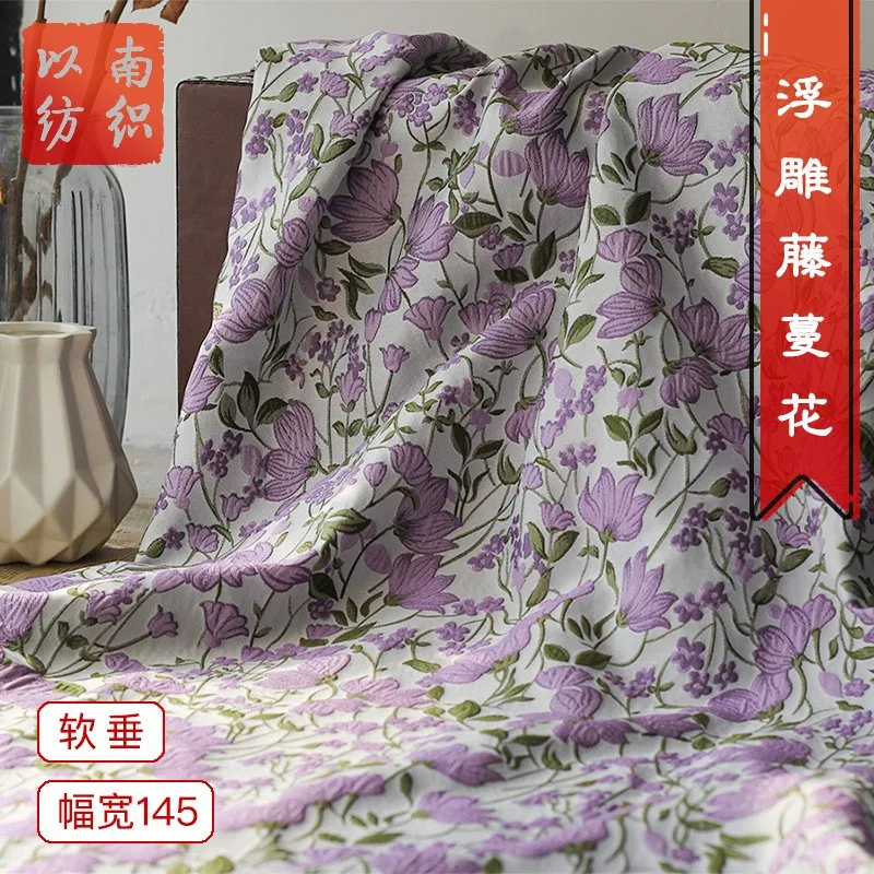 Yarn-dyed vine flower jacquard fabric soft pendant purple pastoral women's fashion dress
Yarn-dyed vine flower jacquard fabric soft pendant purple pastoral women's fashion dress