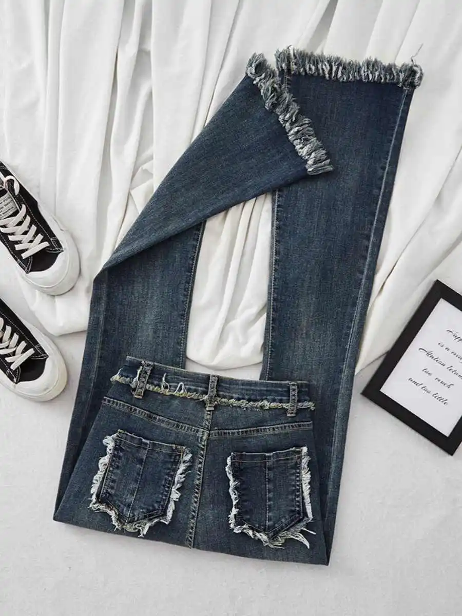Vintage Fringed Women's Flared Jeans Spring Summer New Slim Casual Pant Fashion Solid Color All Match Commuting Pants
Vintage Fringed Women's Flared Jeans Spring Summer New Slim Casual Pant Fashion Solid Color All Match Commuting Pants