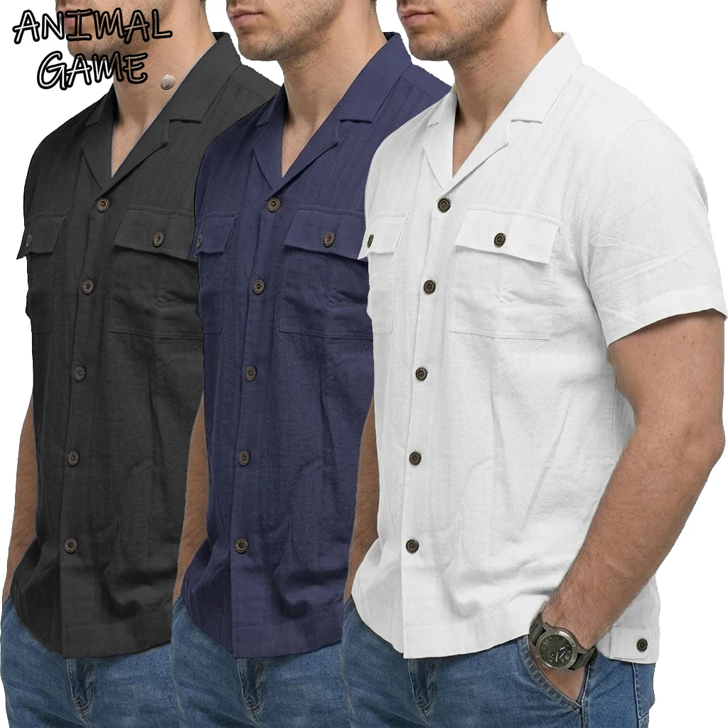 New Mens Linen Shirts Cotton Hawaiian Shirts Short Sleeve Button Down Shirts Casual Summer Beach Tops Pockets Casual T-shirts
New Mens Linen Shirts Cotton Hawaiian Shirts Short Sleeve Button Down Shirts Casual Summer Beach Tops Pockets Casual T-shirts