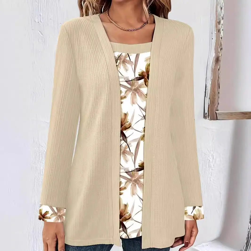 Women's Printed Splicing Long Sve irt Set Floral Pattern Square Collar Mid-Length Polyester Fiber Summer Faion
Women's Printed Splicing Long Sve irt Set Floral Pattern Square Collar Mid-Length Polyester Fiber Summer Faion