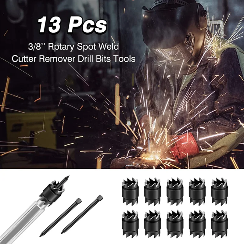 AT48-13Pcs Spot Weld Cutter Set,3/8 HSS Spot Weld Cutter Remover Drill Bits Hole Cutter Remover For Power Drill Spot Welding
AT48-13Pcs Spot Weld Cutter Set,3/8 HSS Spot Weld Cutter Remover Drill Bits Hole Cutter Remover For Power Drill Spot Welding