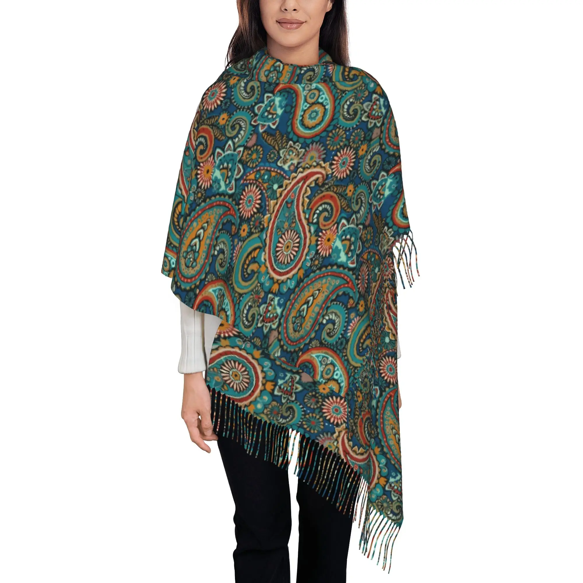 Custom Paisley Pattern Tassel Scarf Women Winter Fall Warm Shawl Wrap Ladies Scarves
Custom Paisley Pattern Tassel Scarf Women Winter Fall Warm Shawl Wrap Ladies Scarves