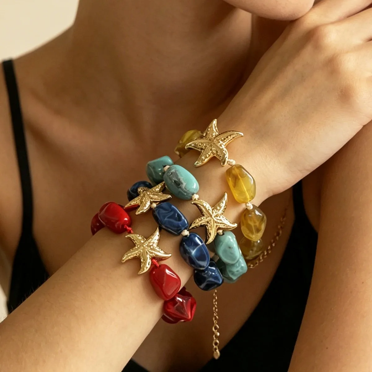 Bohemian Starfish Handmade Irregular Geometric Resin Bracelets for Women Beach Vacation Party Exquisite Jewelry Accessories Gift
Bohemian Starfish Handmade Irregular Geometric Resin Bracelets for Women Beach Vacation Party Exquisite Jewelry Accessories Gift