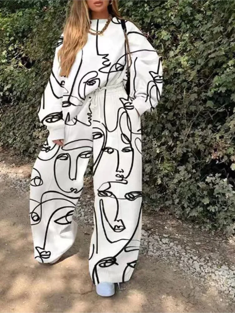 2025 Fashion New Women's Personalized Print Basic Women's Sweatshirt Set Autumn Casual Round Neck Loose Comfort Two-Piece Set
2025 Fashion New Women's Personalized Print Basic Women's Sweatshirt Set Autumn Casual Round Neck Loose Comfort Two-Piece Set