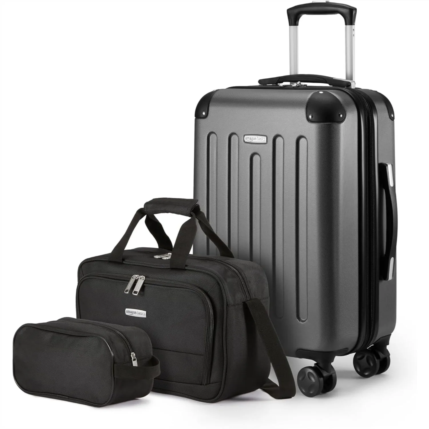 3-Piece Luggage Set with Spinner Wheels, 22" Hardside Carry-On, Tote & Travel Bag for Easy Travel, Black
3-Piece Luggage Set with Spinner Wheels, 22" Hardside Carry-On, Tote & Travel Bag for Easy Travel, Black