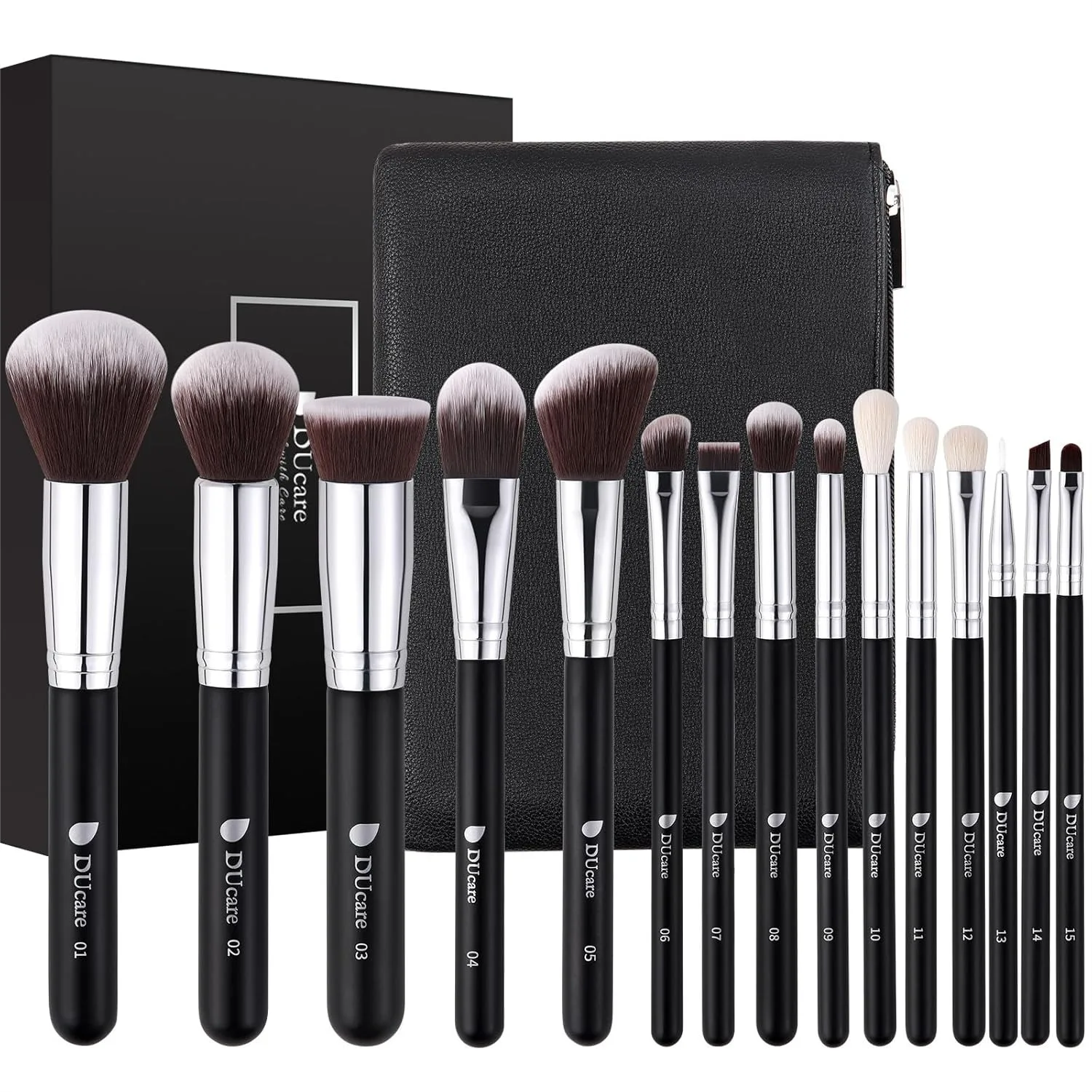 15Pcs Makeup Brush Set with Travel Bag, Kabuki Foundation Blending Blush Eyeliner Shadow Brow Concealer Brushes Kit
15Pcs Makeup Brush Set with Travel Bag, Kabuki Foundation Blending Blush Eyeliner Shadow Brow Concealer Brushes Kit
