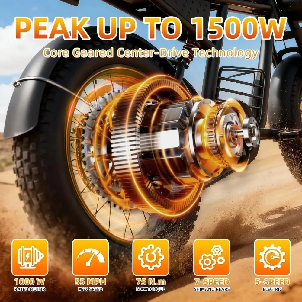 1600W Peak Motor Electric Bike 35MPH 60Mile 18.9AH Battery 20In Fat Tire Adult Moped Bicycle Shipped from USA Warehouse,Custom
1600W Peak Motor Electric Bike 35MPH 60Mile 18.9AH Battery 20In Fat Tire Adult Moped Bicycle Shipped from USA Warehouse,Custom