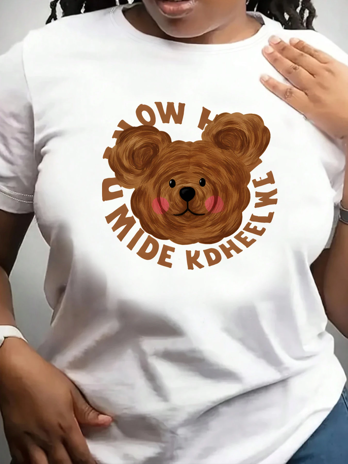 【ZXH11156】Letter and bear print women's plus size round neck T-shirt summer casual short sleeved top street fashion versatile
【ZXH11156】Letter and bear print women's plus size round neck T-shirt summer casual short sleeved top street fashion versatile