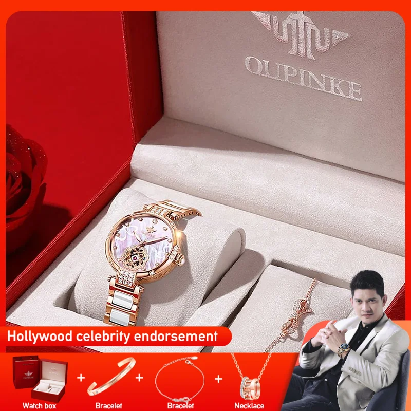 OUPINKE 3183 Women Watch Top Luxury Brand Automatic Mechanical Tungsten Steel Watchstrap Waterproof Gift Box Watches For Women
OUPINKE 3183 Women Watch Top Luxury Brand Automatic Mechanical Tungsten Steel Watchstrap Waterproof Gift Box Watches For Women