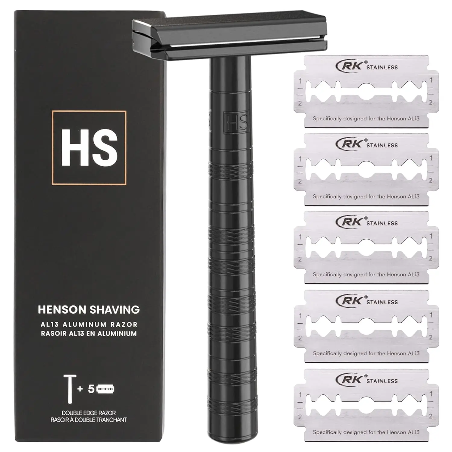 Jet Black Double Edge Safety Razor with 5 Blades - 30° Angled Precision & Superior Rigidity for Smooth Shaving
Jet Black Double Edge Safety Razor with 5 Blades - 30° Angled Precision & Superior Rigidity for Smooth Shaving