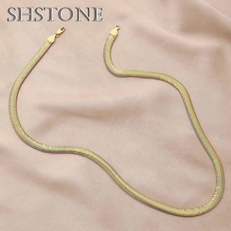 SHSTONE Fashion Men's 925 Sterling Silver Plated 18K Gold 6MM Snake Bone Necklaces for Women Party Wedding Accessories Jewelry
SHSTONE Fashion Men's 925 Sterling Silver Plated 18K Gold 6MM Snake Bone Necklaces for Women Party Wedding Accessories Jewelry