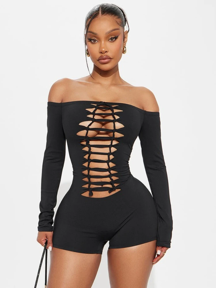 Женская одежда, короткие комбинезоны с длинными рукавами и открытыми плечами, однотонные черные боди, цельные комбинезоны для ночного клуба
Женская одежда, короткие комбинезоны с длинными рукавами и открытыми плечами, однотонные черные боди, цельные комбинезоны для ночного клуба