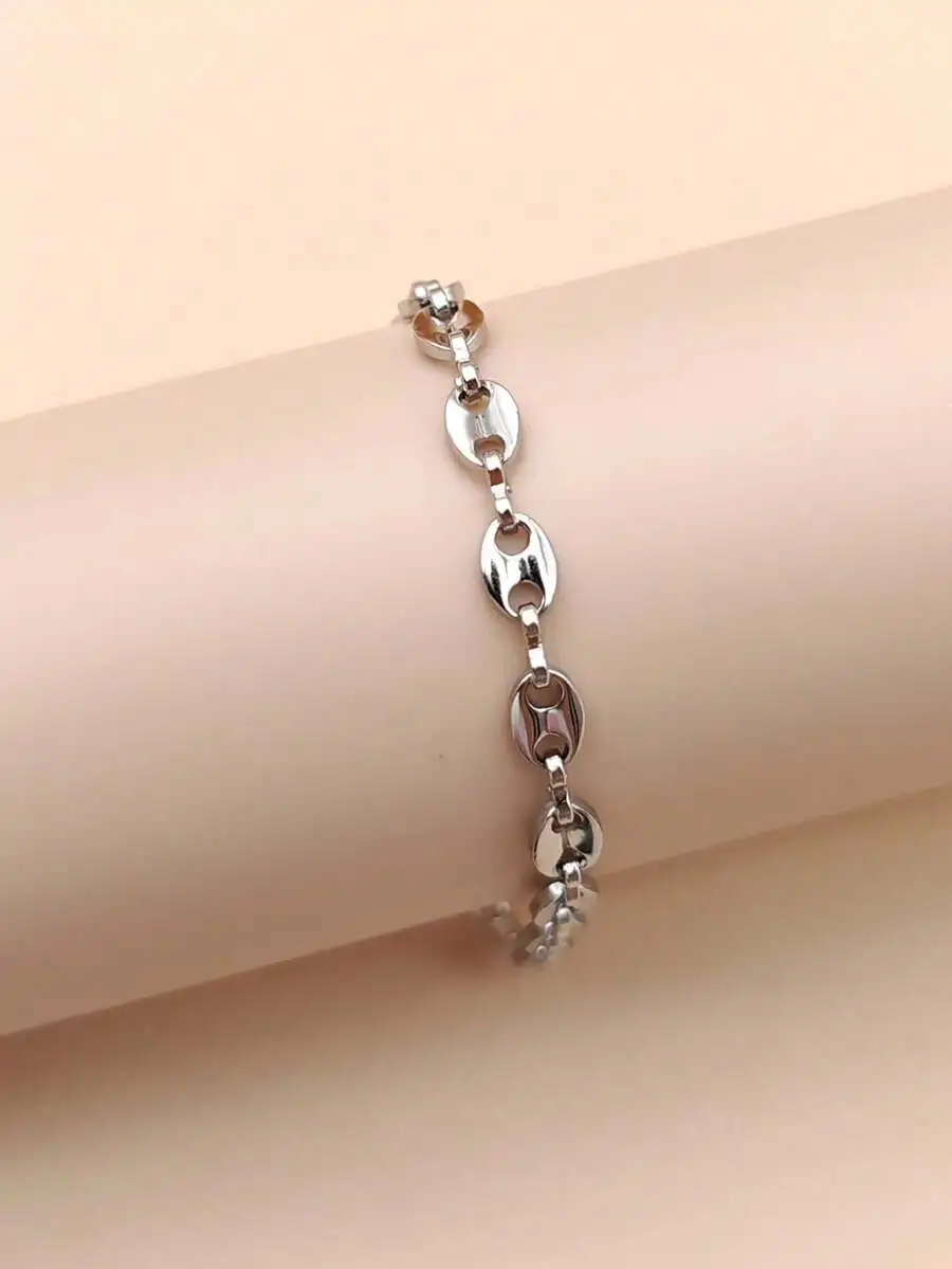Stainless Steel Oval Pig Nose Coffee Bean Bracelet European American Style Fashion Accessory
Stainless Steel Oval Pig Nose Coffee Bean Bracelet European American Style Fashion Accessory