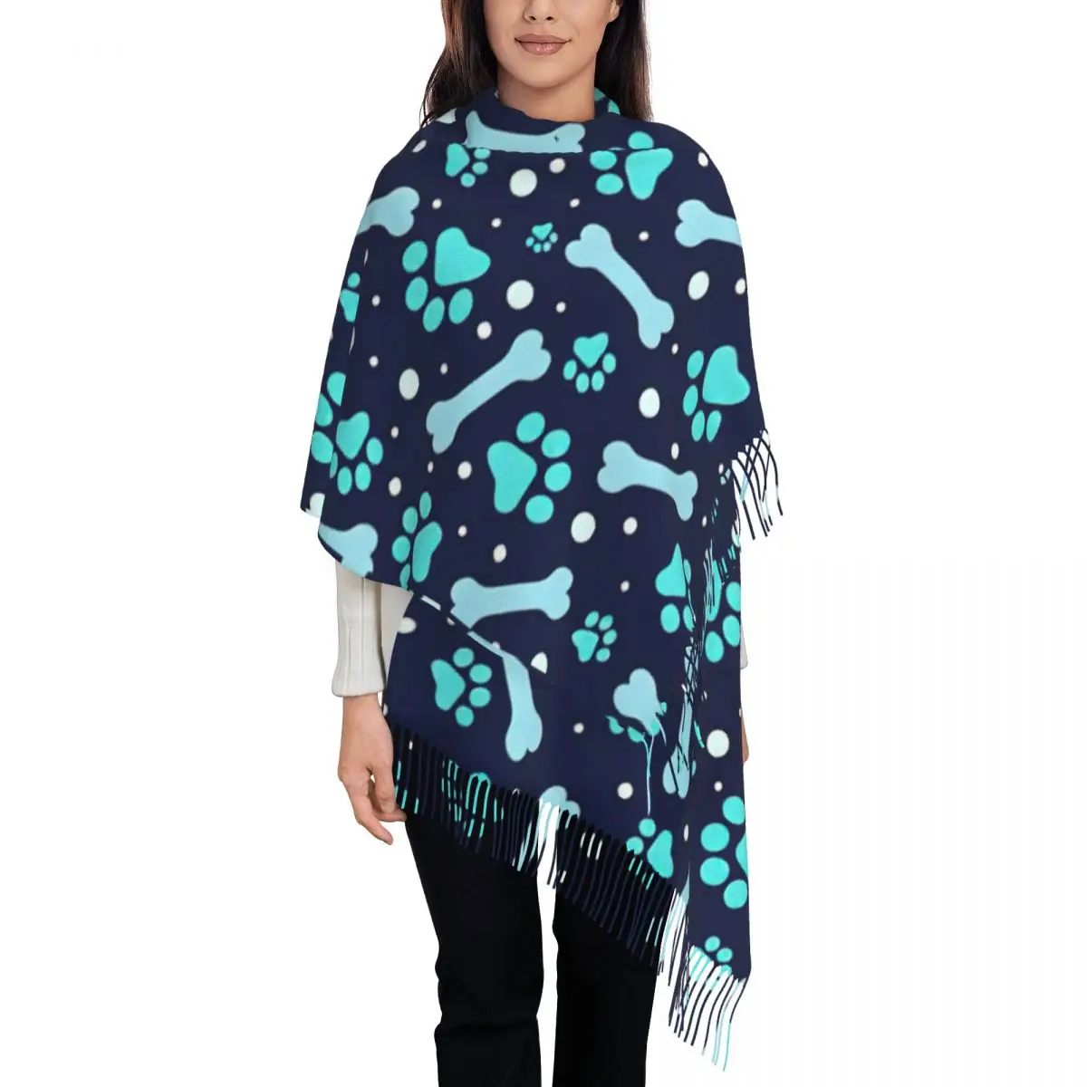 Womens Scarf with Tassel Paw Bone Large Winter Warm Shawl Wrap Cat Dog Gifts Pashmina Scarves
Womens Scarf with Tassel Paw Bone Large Winter Warm Shawl Wrap Cat Dog Gifts Pashmina Scarves