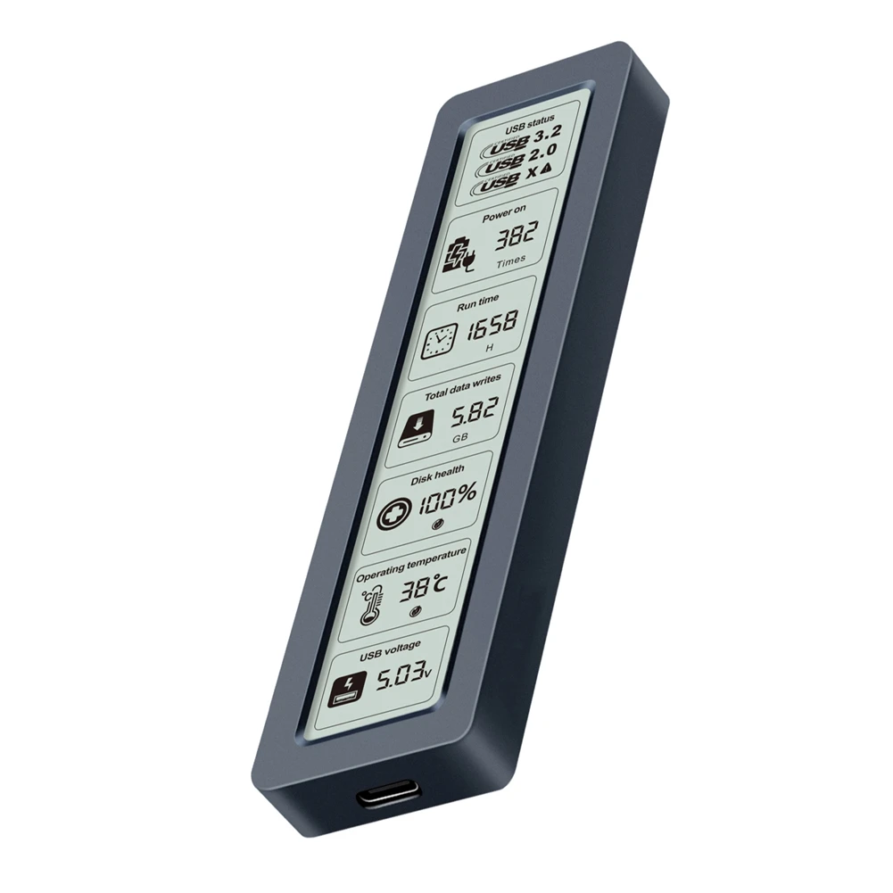 ATP-M. 2 NVME/NGFF SATA SSD Enclosure with Display Screen Intelligent Digital Health Detection USB3.2 Gen2 Type C 10Gbps
ATP-M. 2 NVME/NGFF SATA SSD Enclosure with Display Screen Intelligent Digital Health Detection USB3.2 Gen2 Type C 10Gbps