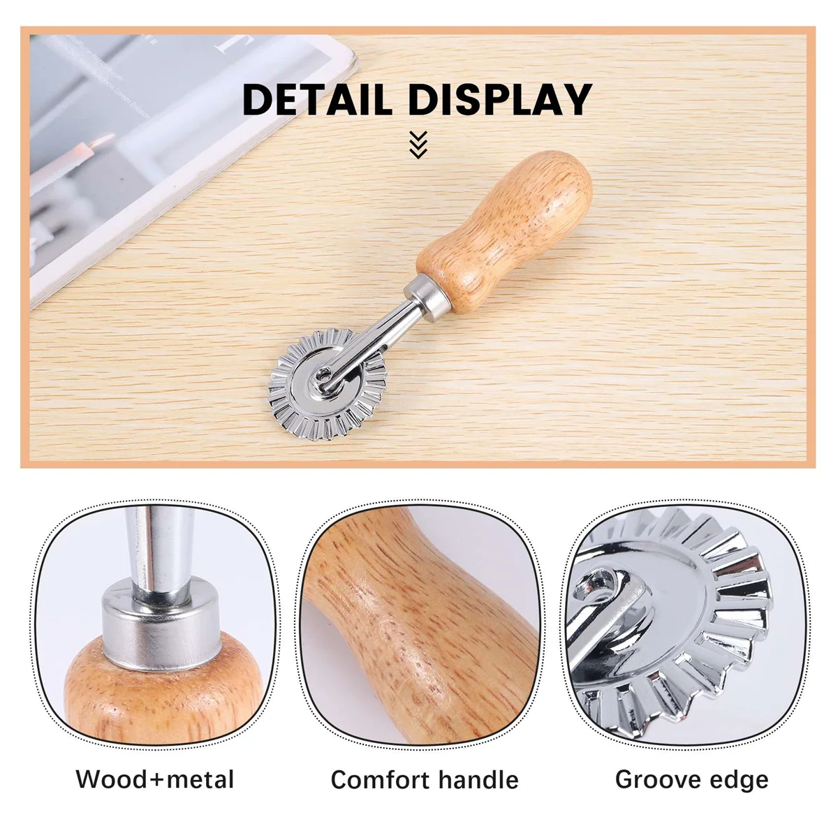 AA91 Pastry Wheel Cutter - Pasta Cutter Wheel - Ravioli Crimper Cutter Wheel Dough Cutter for Kitchen Pasta Accessories
AA91 Pastry Wheel Cutter - Pasta Cutter Wheel - Ravioli Crimper Cutter Wheel Dough Cutter for Kitchen Pasta Accessories