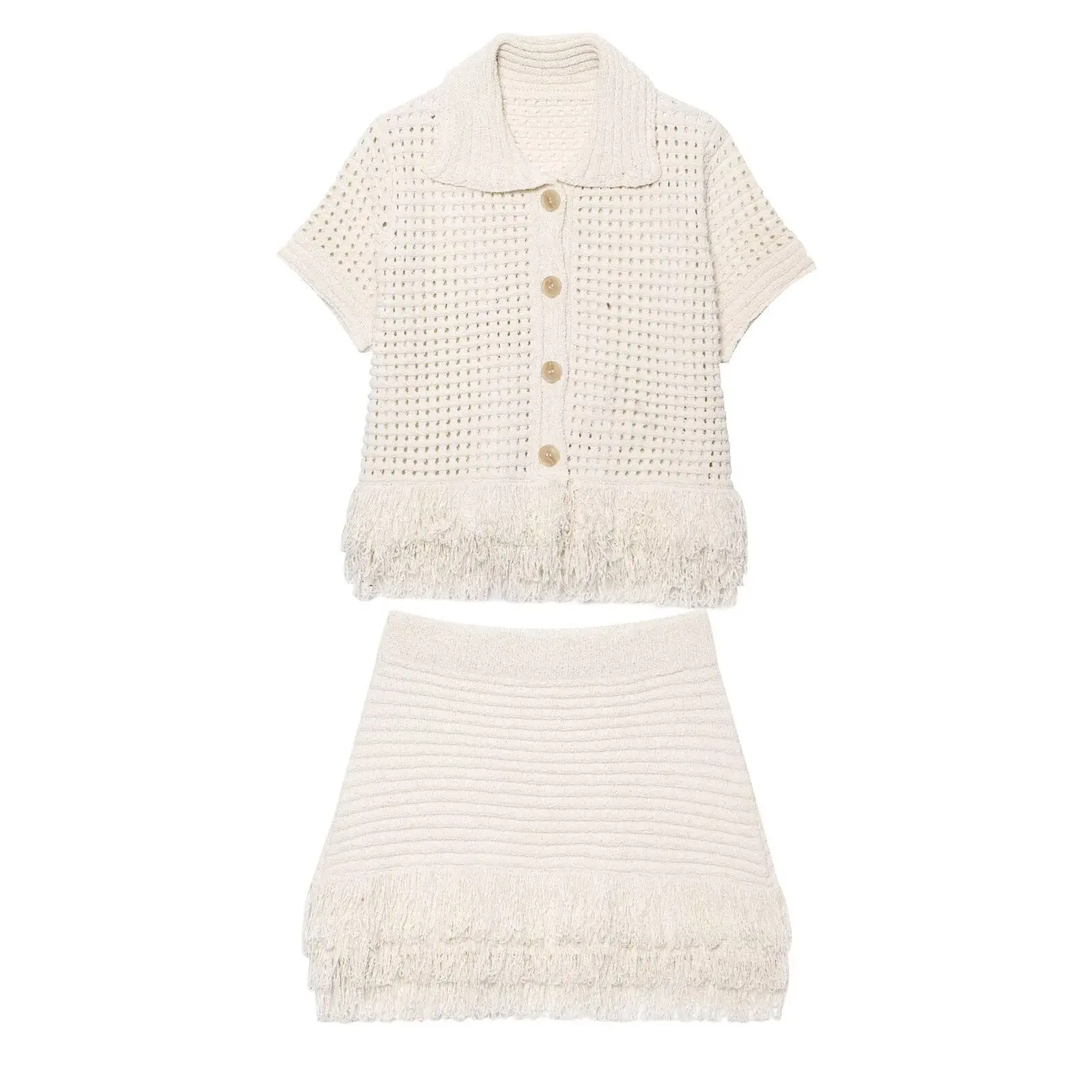 2025 Women Mini Skirts Set Single-breasted Fringe Tassel Short Sleeve Lapel Tops+A-Line High Waist Skirt Women Knitted Suits
2025 Women Mini Skirts Set Single-breasted Fringe Tassel Short Sleeve Lapel Tops+A-Line High Waist Skirt Women Knitted Suits